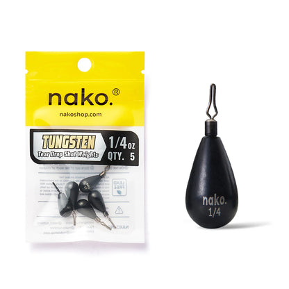 Tungsten Tear Drop Shot Weights 5 weights per pack
