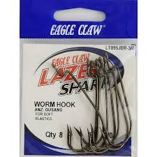 Eagle Claw Lazer Sharp Worm Hook - Z-Bend Non-Offset Double Barb - Bronze