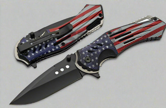 4.75" AMERICAN  FLAG LINER LOCK KNIFE